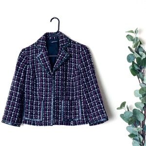 Ideology Wool Blend Blazer Black White Purple